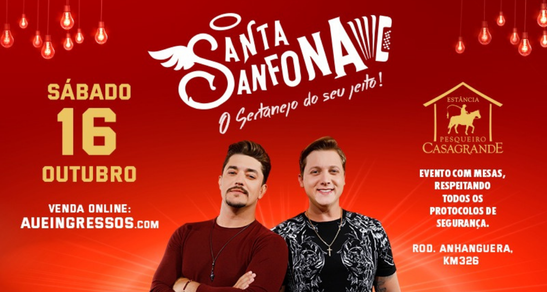  Depois do sucesso do show de Guilherme e Santiago, é a vez da dupla George Henrique e Rodrigo se apresentar na Santa Sanfona