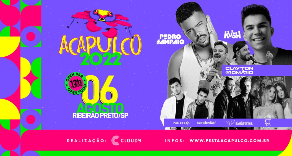 DJ Pedro Sampaio, DJ KVSH e a dupla Cleyton & Romário, são atrações confirmadas na nova edição da Festa Acapulco